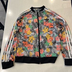 Adidas floral girls light jacket size 9-10